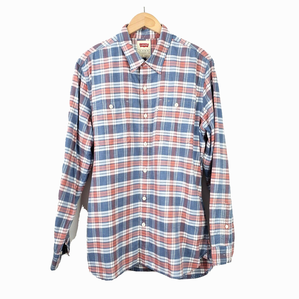 Levis Men Plaid Button Work Shirt XL Classic Cowboy Country Rodeo Farmer NEW